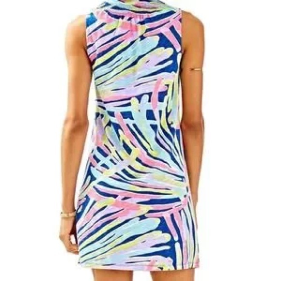 Lilly Pulitzer The Essie Dress in Indigo Sea Dreamin  smock neck gold buttons M - Picture 16 of 16